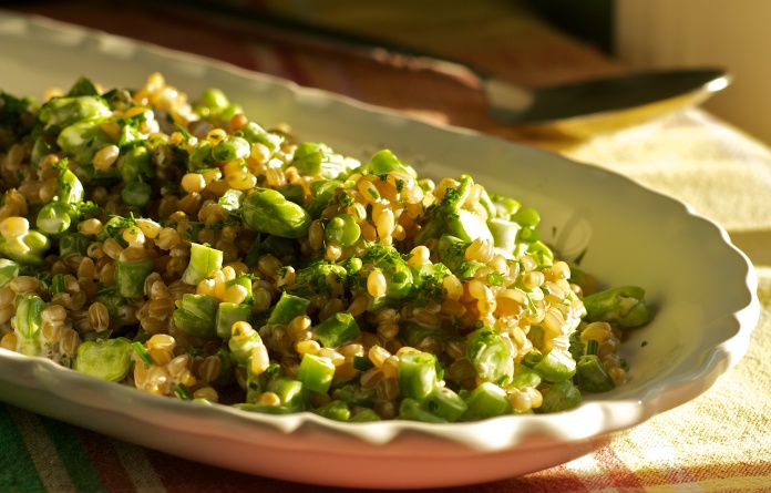 White Wheat Berry Salad with Fava Beans, Green Beans