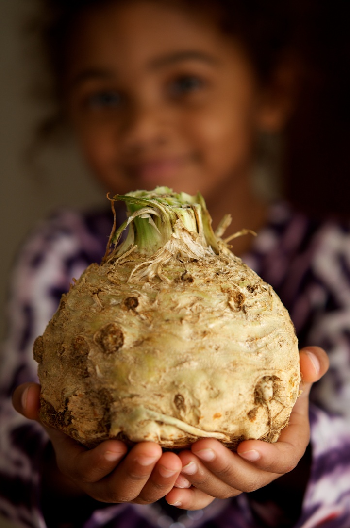 Lynnie with celery root