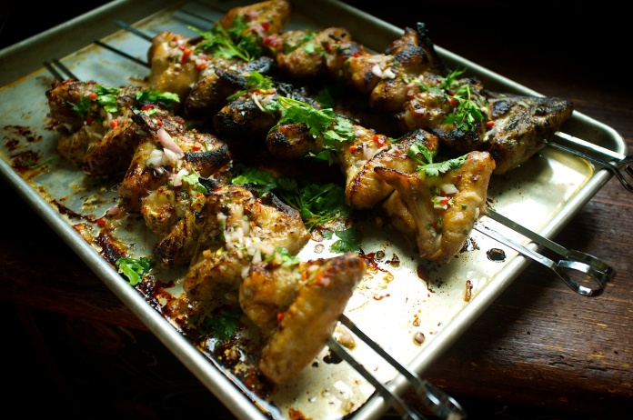 Burmese-style wings with Shallot, Lime and Cilantro Salsa